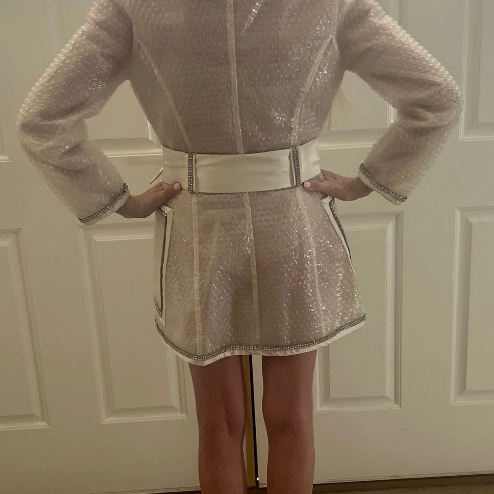 RARE-ICONIC-Dolce & Gabbana-Clear Plastic Bubble Wrap Rain Coat-Rhinestone-90s - Picture 4 of 16